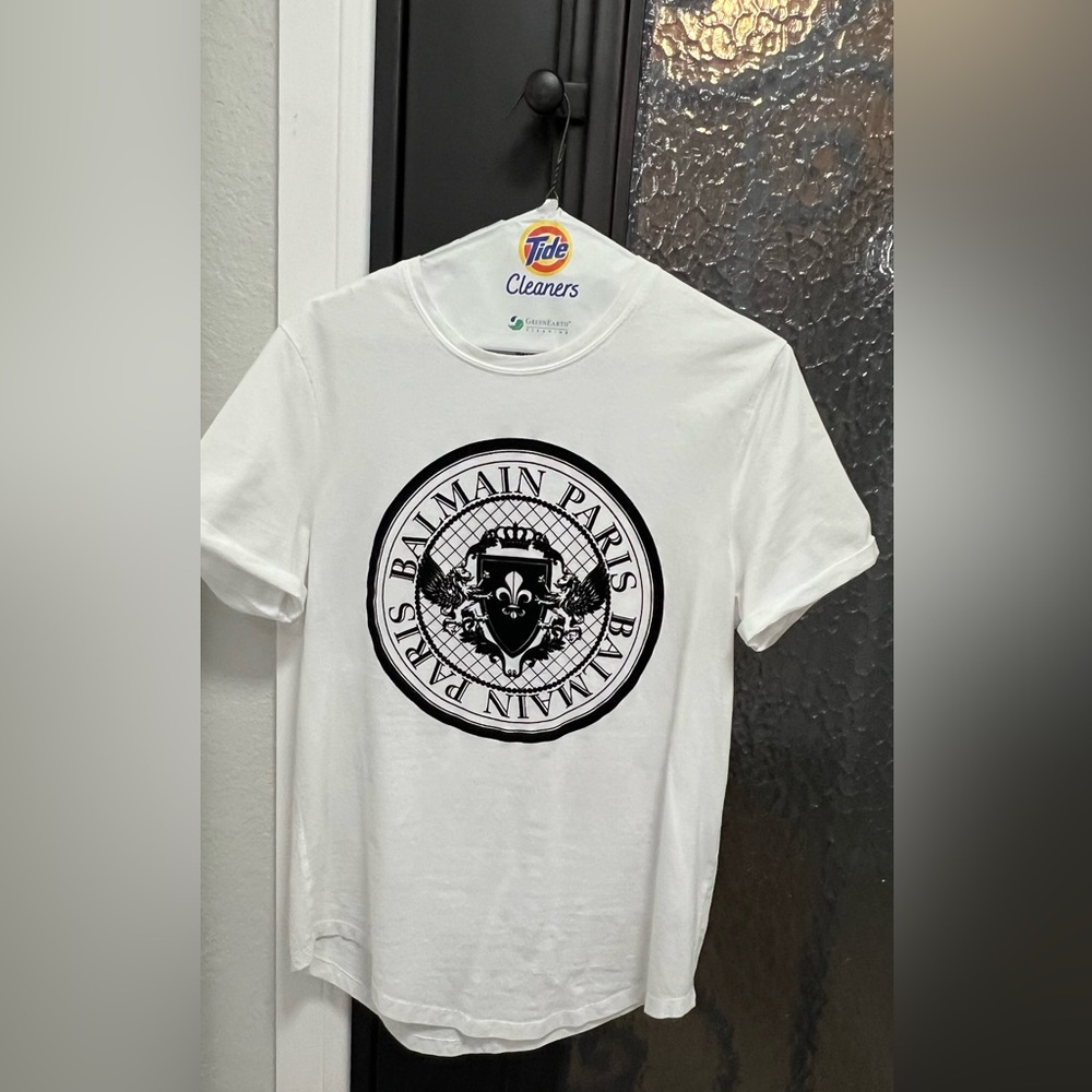 balmain printed logo crewshirt